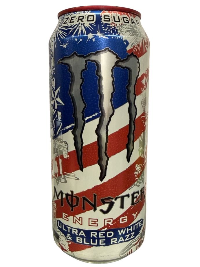 Monster Energy Ultra Red White & Blue Razz 473ml – ovocná razz příchuť bez cukru Monster Energy Ultra Red White & Blue Razz 473ml